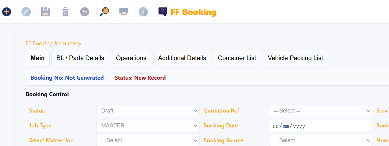 FreightZen booking entry