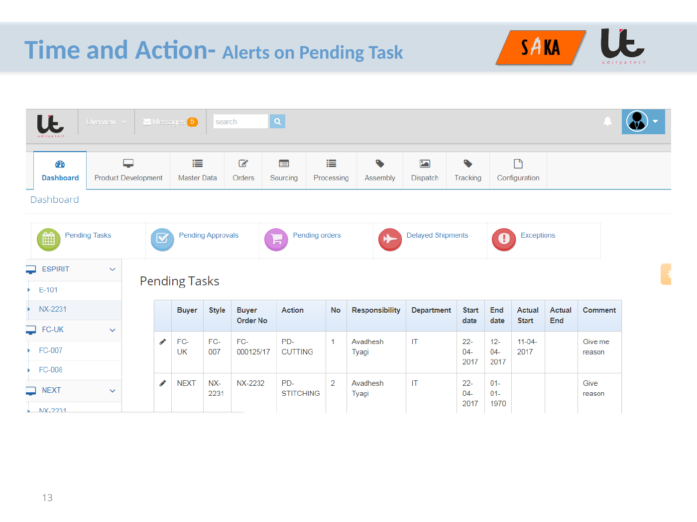 GEMSWEB Time and Action alerts