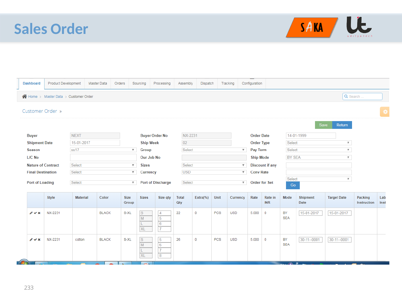 GEMSWEB sales order